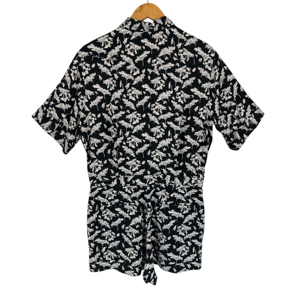 Rag & Bone Surplus Floral Romper Black White Shorts Pockets Size 6 - Picture 5 of 14